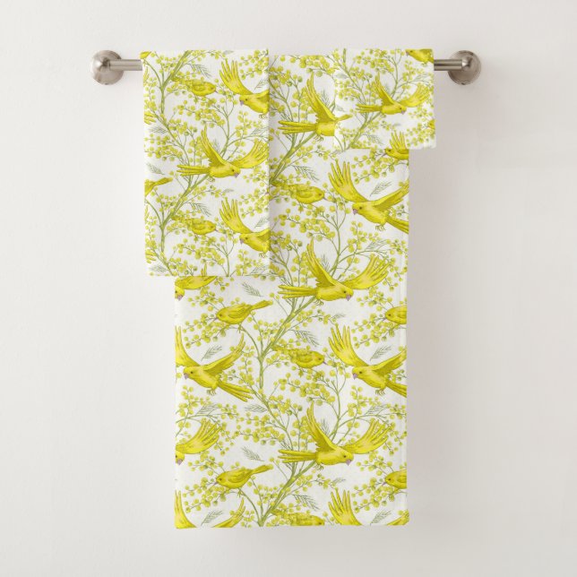 Conjunto De Toalhas Pássaros Canários Amarelos (Insitu)
