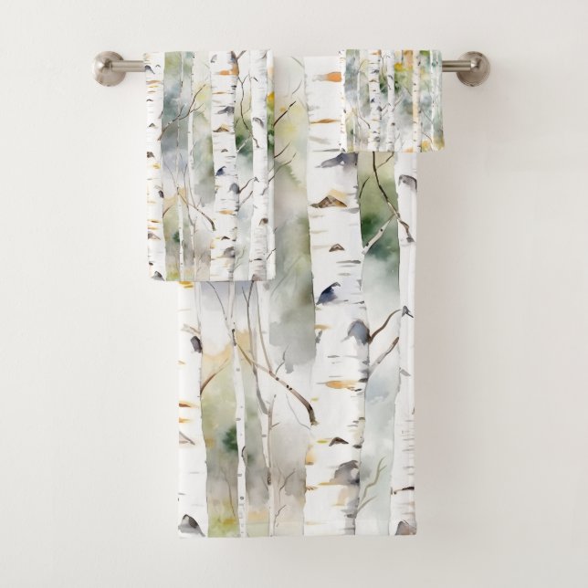 Conjunto De Toalhas Pássaros com padrão verde (Insitu)