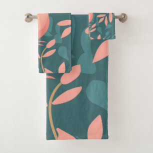 Conjunto De Toalhas Pássaros cor-de-rosa-claro-ciano