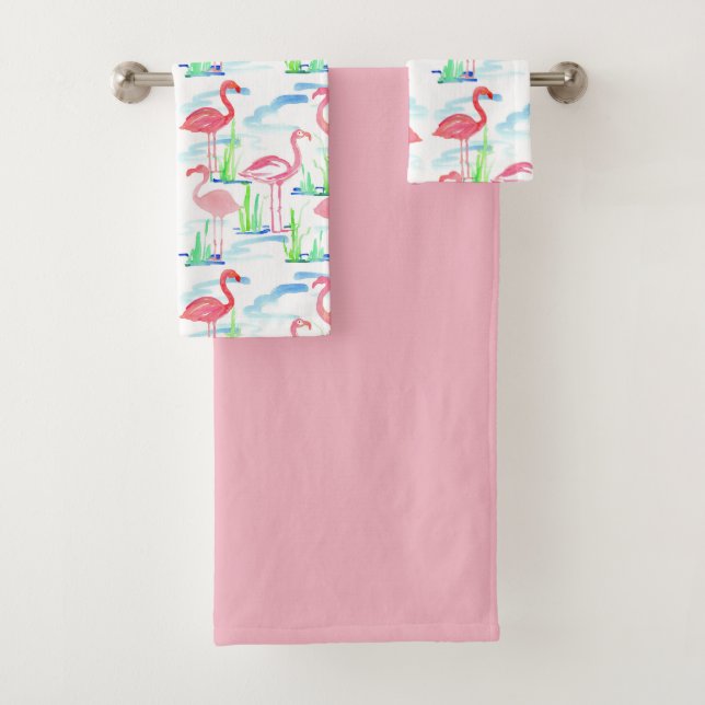 Conjunto De Toalhas Pássaros Flamingos Rosa (Insitu)