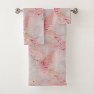 Conjunto De Toalhas Pássaros Rosa Dourados