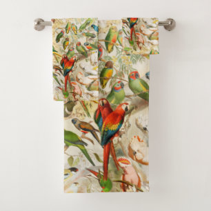 Conjunto De Toalhas Pássaros Tropicais Elegantes Jogam Pillo