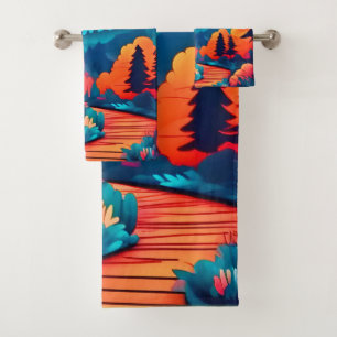 Conjunto De Toalhas Passe do Sol Através da Floresta de outono