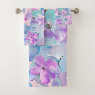 Conjunto De Toalhas *~* Pasta Floral Pasta FLowers Azul Rosa