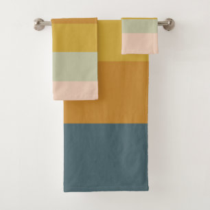 Conjunto De Toalhas Pastéis com Mudas Retro Geométricas de Bloco de