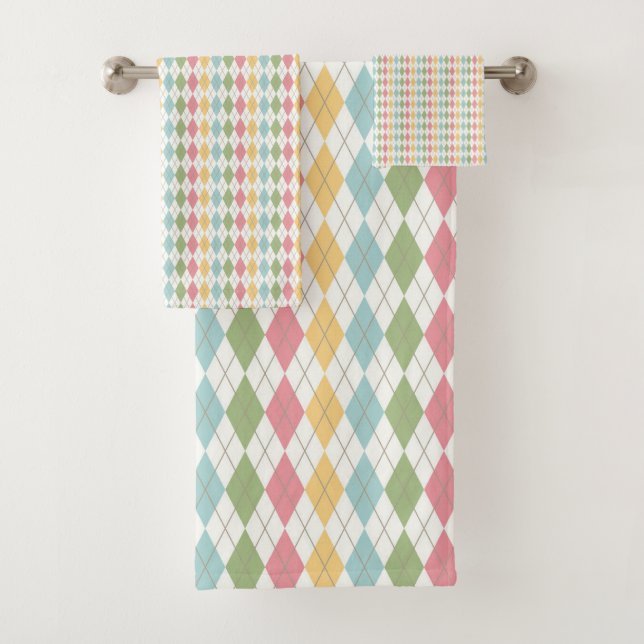 Conjunto De Toalhas Pastel Argyle Pattern (Insitu)