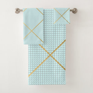 CONJUNTO DE TOALHAS PASTEL AZUL DOURADO MERMAID BANTHROOM TOWET