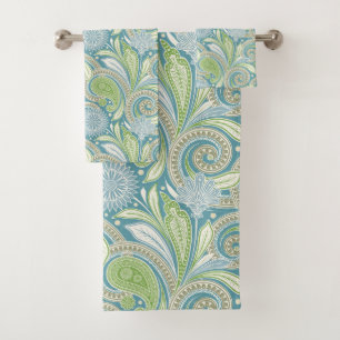 Conjunto De Toalhas Pastel colores vintage padrão paisley floral