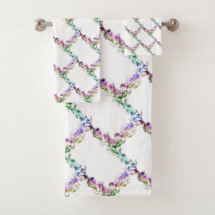 Conjunto De Toalhas Pastel Colorido Rainbow Flames Floral Diamante