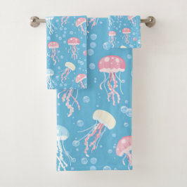 Conjunto De Toalhas Pastel colors jellyfish pattern