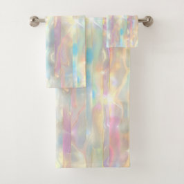 Conjunto De Toalhas Pastel Colors Shimmering Iridescent Stripes Patter