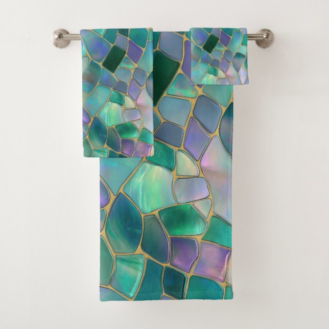 Conjunto De Toalhas Pastel colors stained glass mosaic pattern (Insitu)