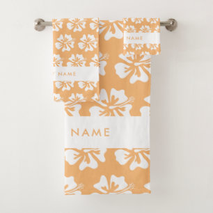 Conjunto De Toalhas Pastel de laranja Flor de Hibiscus impressão flora