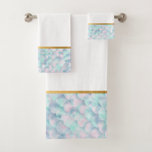 CONJUNTO DE TOALHAS PASTEL DOURADO MERMAID BATHROOM TOWEL