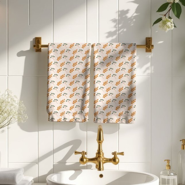 Conjunto De Toalhas Pastel Flower Towel 70s Brown Boho Bathroom (Pastel Flower Towel 70s Brown Boho Bathroom)