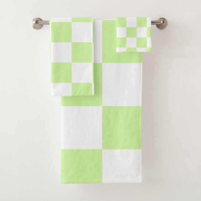 Conjunto De Toalhas Pastel Green Checkered Gingham Patterno (Insitu)