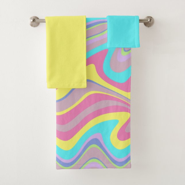 Conjunto De Toalhas Pastel Liquify Waves (Insitu)