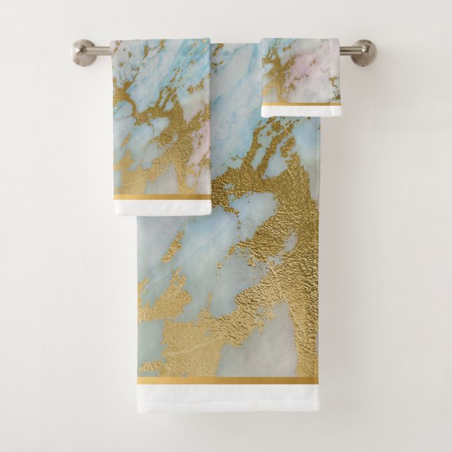 CONJUNTO DE TOALHAS PASTEL MARBLE BATHROOM LUXURIOSO SET (Insitu)