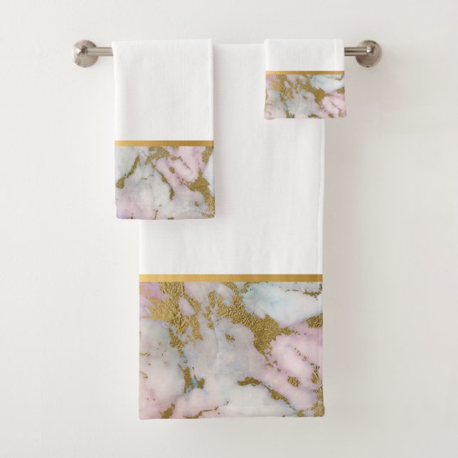 CONJUNTO DE TOALHAS PASTEL MARBLE DOURADO BATHROOM TOWET (Insitu)