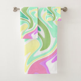 Conjunto De Toalhas Pastel Marble Swirl Bathroom Towel Set