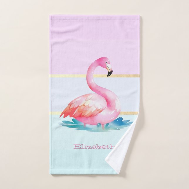 Conjunto De Toalhas Pastel Moderno Strike,Flamingos Rosa (Toalha de mão)