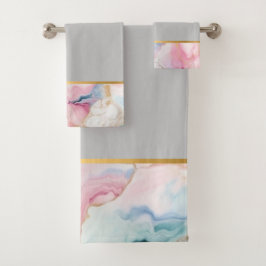 CONJUNTO DE TOALHAS PASTEL OCEAN MARBLE CINZA BANTHROOM TOWET SET