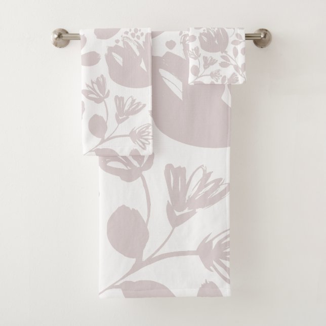 Conjunto De Toalhas Pastel padrão floral rosa e branco moderno (Insitu)