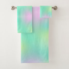 Conjunto De Toalhas Pastel Pálido Turquesa Abstrato