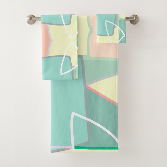Conjunto De Toalhas Pastel Pálido Turquesa Abstrato (Insitu)
