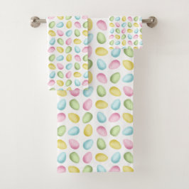 Conjunto De Toalhas Pastel Pattern Of Watercolor Easter Eggs