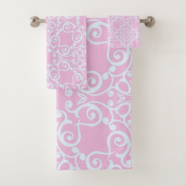 CONJUNTO DE TOALHAS PASTEL PINK HAMPTONS DE ESTILO DE BANHEIRO (Insitu)