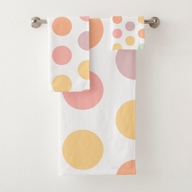 Conjunto De Toalhas Pastel Primavera Polka-Dots Bath Towels (Insitu)