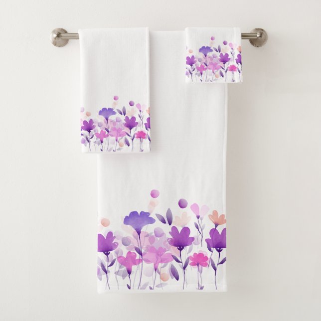 Conjunto De Toalhas Pastel Watercolor Floral (Insitu)