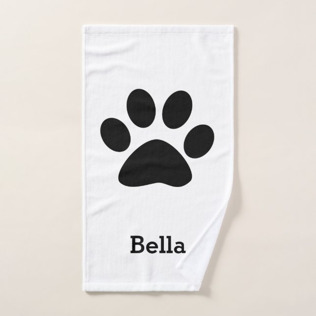Conjunto De Toalhas Pata Imprimir Padrão Monograma Nome Preto Personal (Toalha de mão)