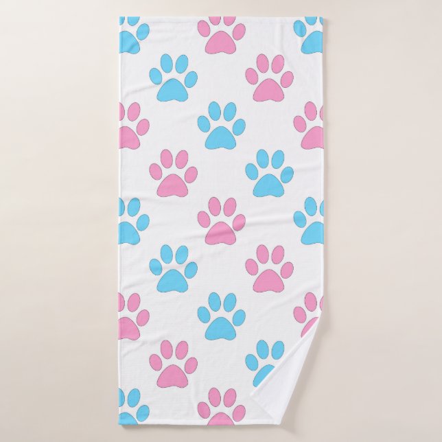 Conjunto De Toalhas Patas de bebês, rosa e azul (Toalha de Banho)