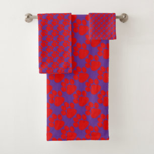 Conjunto De Toalhas Patas de Cachorro Vermelho Roxo