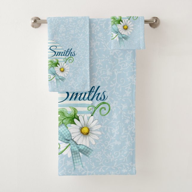 Conjunto De Toalhas Patch Azul Daisy Personalizado (Insitu)