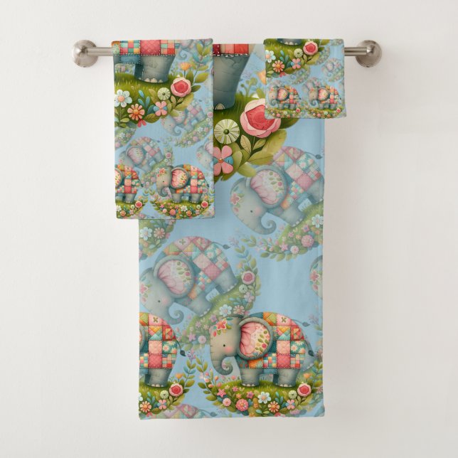 Conjunto De Toalhas Patchwork Elephant Floral Meadow Charm (Insitu)