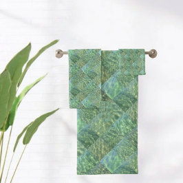 Conjunto De Toalhas Patchwork of Sea Green