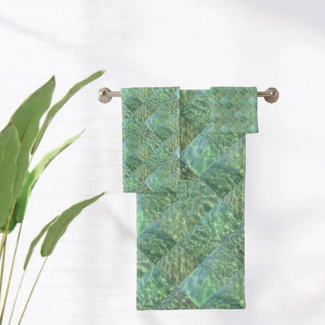 Conjunto De Toalhas Patchwork of Sea Green (Criador carregado)