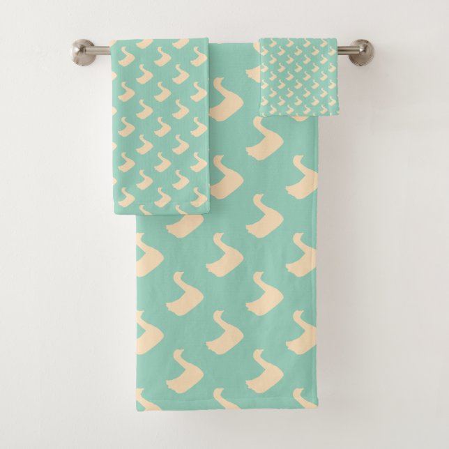 Conjunto De Toalhas Pato Ducky Diagonal Lt Teal  (Insitu)