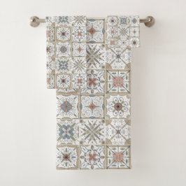 Conjunto De Toalhas Pattern Tile Mosaic