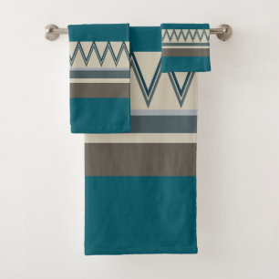 Conjunto De Toalhas Pavão Azul e Cinzas