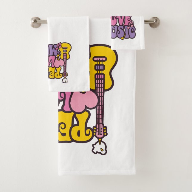Conjunto de Toalhas Paz, Amor e Música (Insitu)