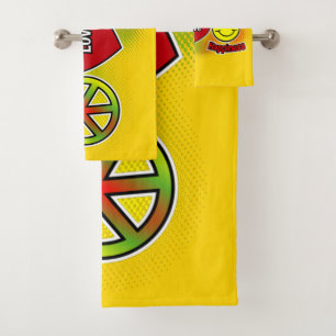 Conjunto De Toalhas Paz Amor Felicidade