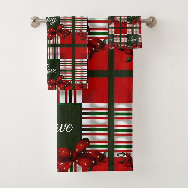 Conjunto De Toalhas Paz, Joy, Amor, Natal Personalizado (Insitu)