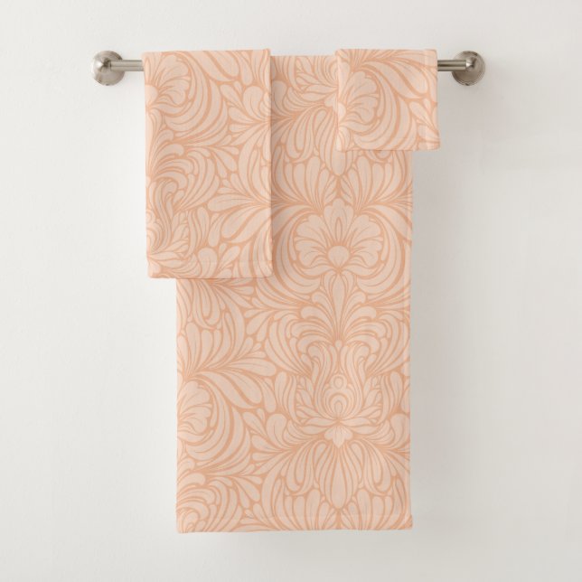Conjunto De Toalhas Peach Art Nouveau Floral Seamless (Insitu)