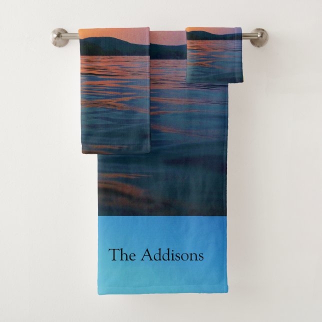 Conjunto De Toalhas Peach e Blue Sunset Lake Beach (Insitu)