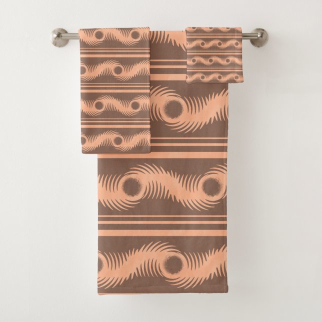 Conjunto De Toalhas Peach e Mocha - Padrão Espiral (Insitu)