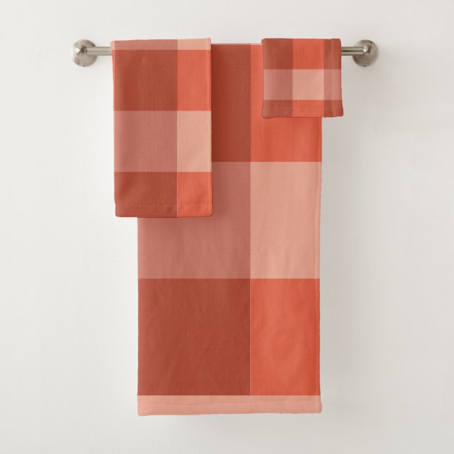 Conjunto De Toalhas Peach Fuzz Orange Checkerboard (Insitu)